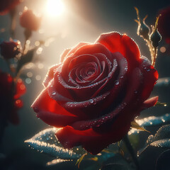 rose, flower, love, nature, red, beauty, romance, petal, valentine, blossom, gift, single, water, floral, petals, isolated, plant, roses, leaf, drops, beautiful, object, stem, romantic, passion, dew, 