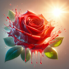 rose, flower, love, nature, red, beauty, romance, petal, valentine, blossom, gift, single, water, floral, petals, isolated, plant, roses, leaf, drops, beautiful, object, stem, romantic, passion, dew, 