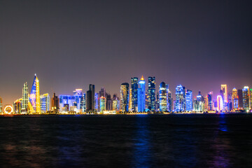 Naklejka premium Night City Buildings in Qatar