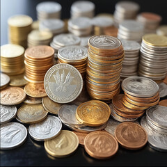 business man stacking coins on a table to show savings and financial education
