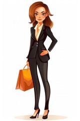 Fototapeta premium Artistic illustration of female shopping with shopping bags