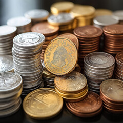 business man stacking coins on a table to show savings and financial education