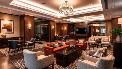 Luxurious Living Room Interior Design with Modern Furniture.