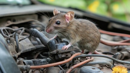 Rats chewing on car engine wires, showing the risks of rodent infestations and the damage they can inflict on vehicles.