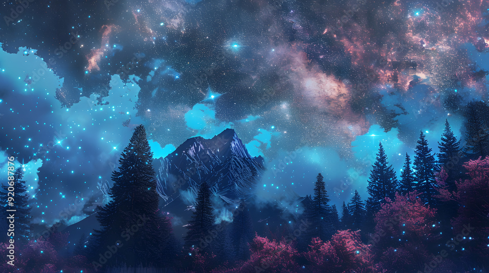 Canvas Prints a mountain with a tree on top of it is floating in the sky.