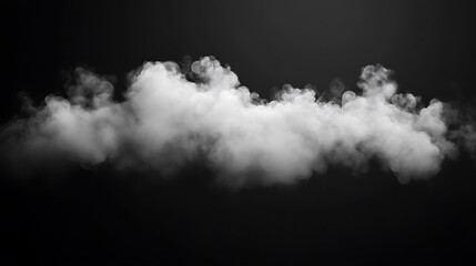 White Smoke Cloud on Black Background