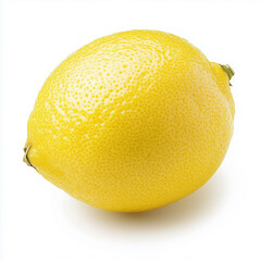 A lemon sits on a plain white background, its sunny yellow color and textured skin creating a fresh and inviting appearance........