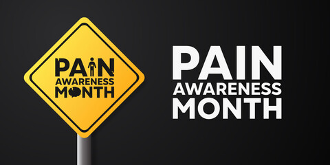 September is the month of Pain Awareness. Suitable for cards, banners, posters, social media and more. Black background.