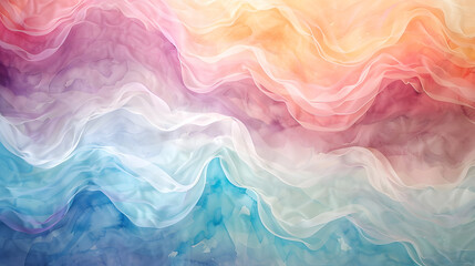 A painting of a wave with a rainbow in the background. 