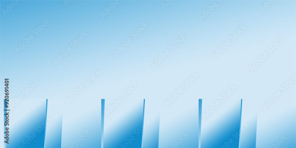 Poster composition of lines, planes and geometric shapes with blue gradients as a visual design background 