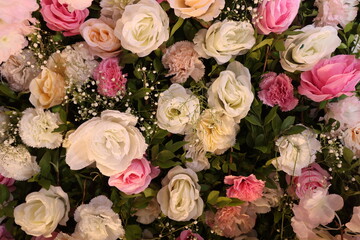 decorative red and white rose background, stage decor, beautiful wall paper, flower background