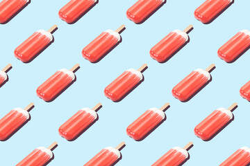 Creative summer pattern made with ice cream on bright background. Minimal summer concept.