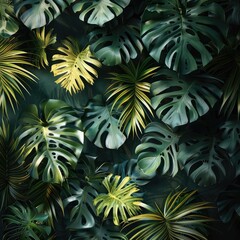 Obraz premium Vibrant Tropical Jungle Leaves Green Nature