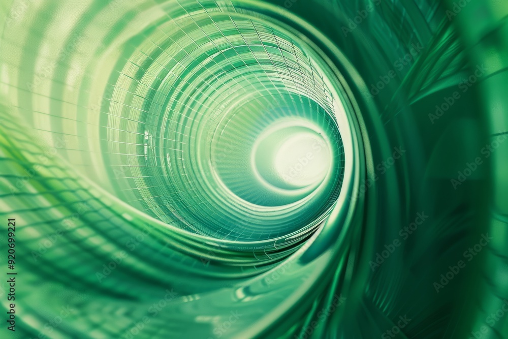 Poster an intricate and visually captivating green tunnel design is perfect for themes that are futuristic 