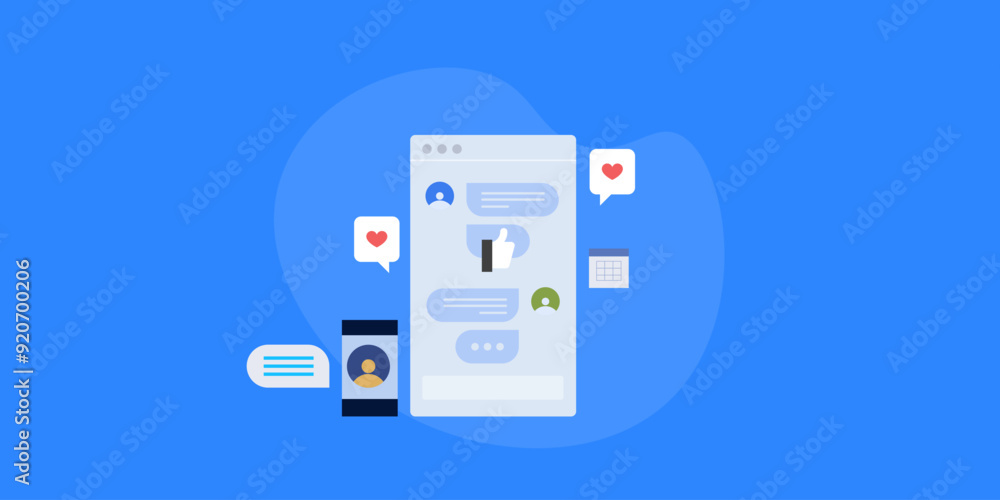 Aufkleber mobile messenger chat application software, sending message and having conversation on smartphone sc