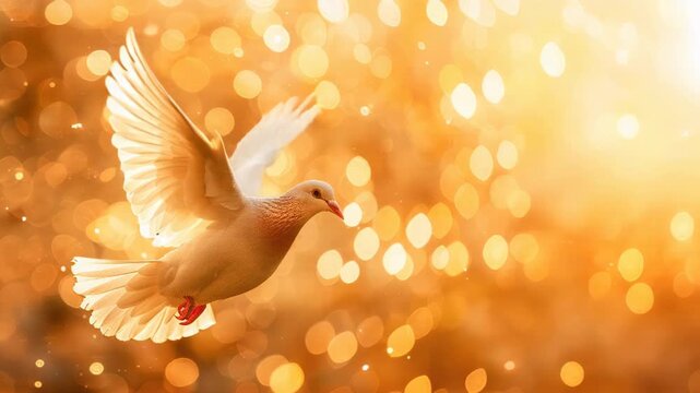 Dove of peace on a golden background