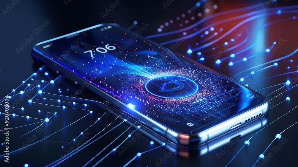 Poster picture a smartphone with advanced security features, such as end-to-end encryption and secure app s