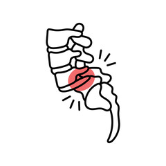 Displacement of the vertebra color line icon. Diseases of the spine
