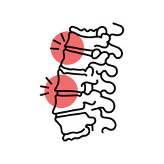 Osteoarthritis of the spine color line icon. Diseases of the spine