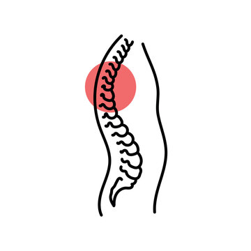Kyphosis color line icon. Diseases of the spine