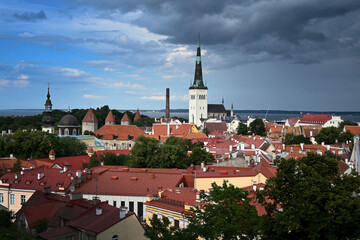 Fototapeta premium The Old Town of Tallinn. Tallinn cytiscape. Panorama of Tallinn, Estonia.