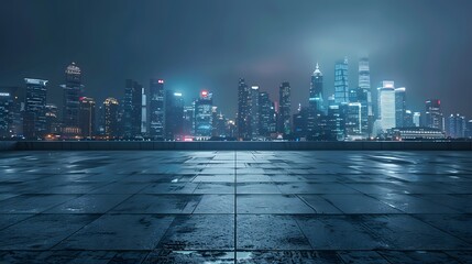 Obraz premium Nighttime Urban Road in Shanghai, Perfect for Commercial Car Advertisement Background