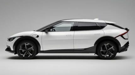 Obraz premium The side view of a hybrid vehicle, featuring its eco-friendly design and modern aesthetics. A perfect blend of style and sustainability.