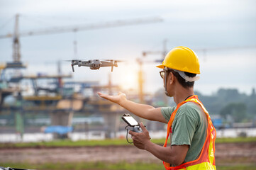 Engineer flies drone to inspect bridge