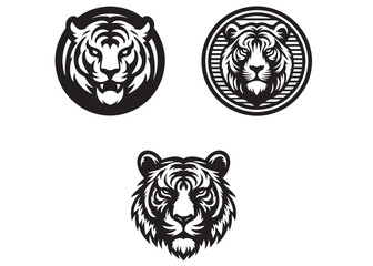 tiger head logo vector silhouette illustration design, vector silhouette of a tiger head logo, tiger logo icon template vector illustration