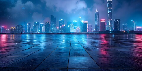 Nighttime Urban Road in Shanghai, Perfect for Commercial Car Advertisement Background