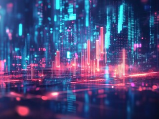 Futuristic digital light pattern animation, abstract tech wave backdrop