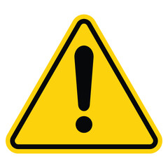 Hazard warning attention sign with exclamation mark symbol in a yellow triangle. Danger, Vector illustration. Attention icon.