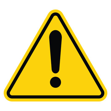 Hazard warning attention sign with exclamation mark symbol in a yellow triangle. Danger, Vector illustration. Attention icon.