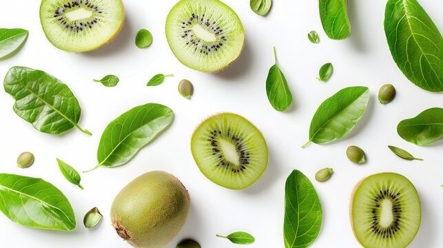 Seamless kiwi fruit cut slice  pattern background