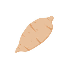 sweet potato flat design vector illustration isolated on white background. Natural organic cooking ingredient for restaurant, food recipe or healthy eating concept. healthy vegan natural food