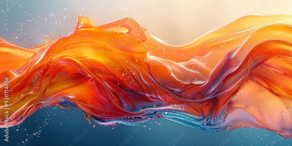 Poster abstract painting with fluid forms and dynamic lines, capturing the essence of movement and energy