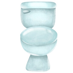 Blue flush toilet with closed lid
