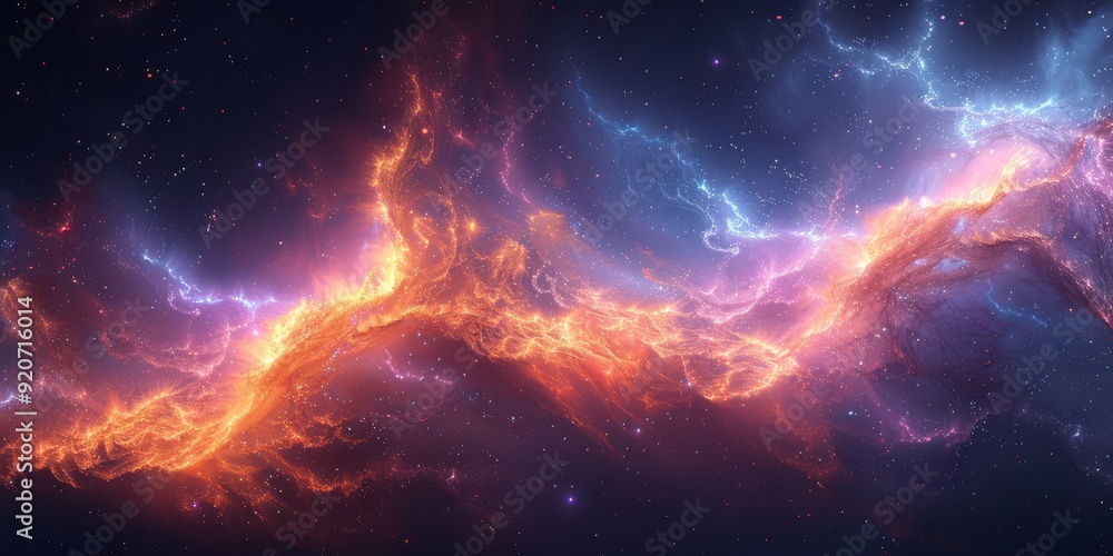 Aufkleber a vibrant and captivating cosmic nebula showcasing an array of fiery colors along with luminous cele