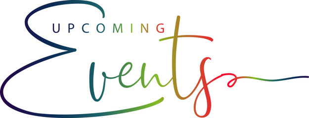 Upcoming events. Origami style speech bubble banner. Sticker design template with Upcoming events text. Vector EPS 10