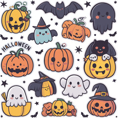 starry night sticker halloween vector design