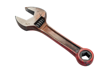 Old Rusty Red Wrench Isolated