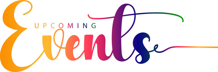 Upcoming events. Origami style speech bubble banner. Sticker design template with Upcoming events text. Vector EPS 10