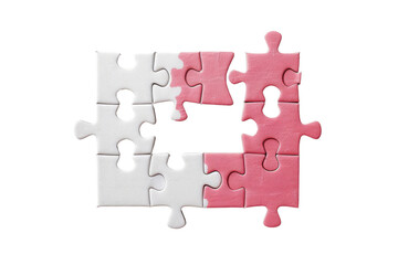 Fototapeta premium Puzzle Pieces in White and Pink