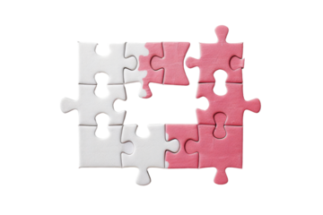 Puzzle Pieces in White and Pink