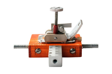 Naklejka premium Vintage Mechanical Tool with Wooden Base