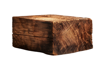 Rustic Wooden Block Isolated