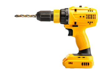Yellow Cordless Drill Isolated