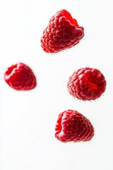 Boyne Raspberry fruit levitating on a white background