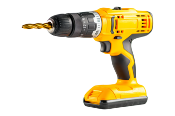 Yellow Cordless Drill with Drill Bit