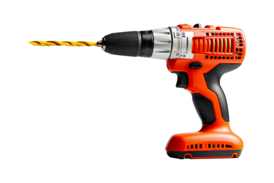 Cordless Drill with Drill Bit Isolated